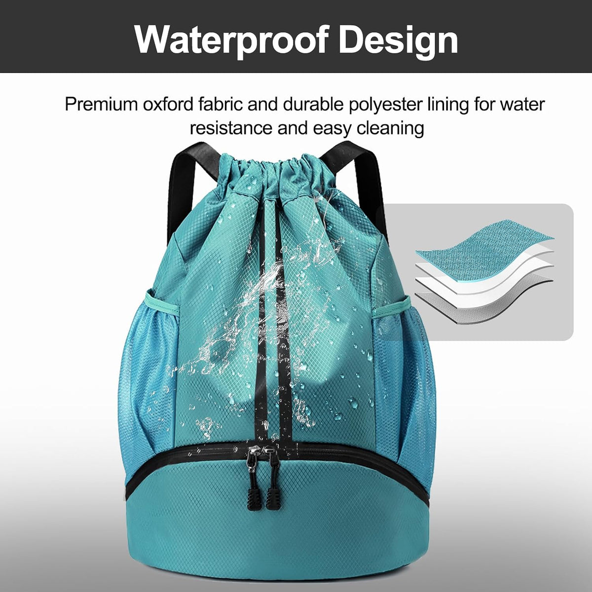 Hoedia Sports Drawstring Backpack - Swim Gym Bag for Women and Men