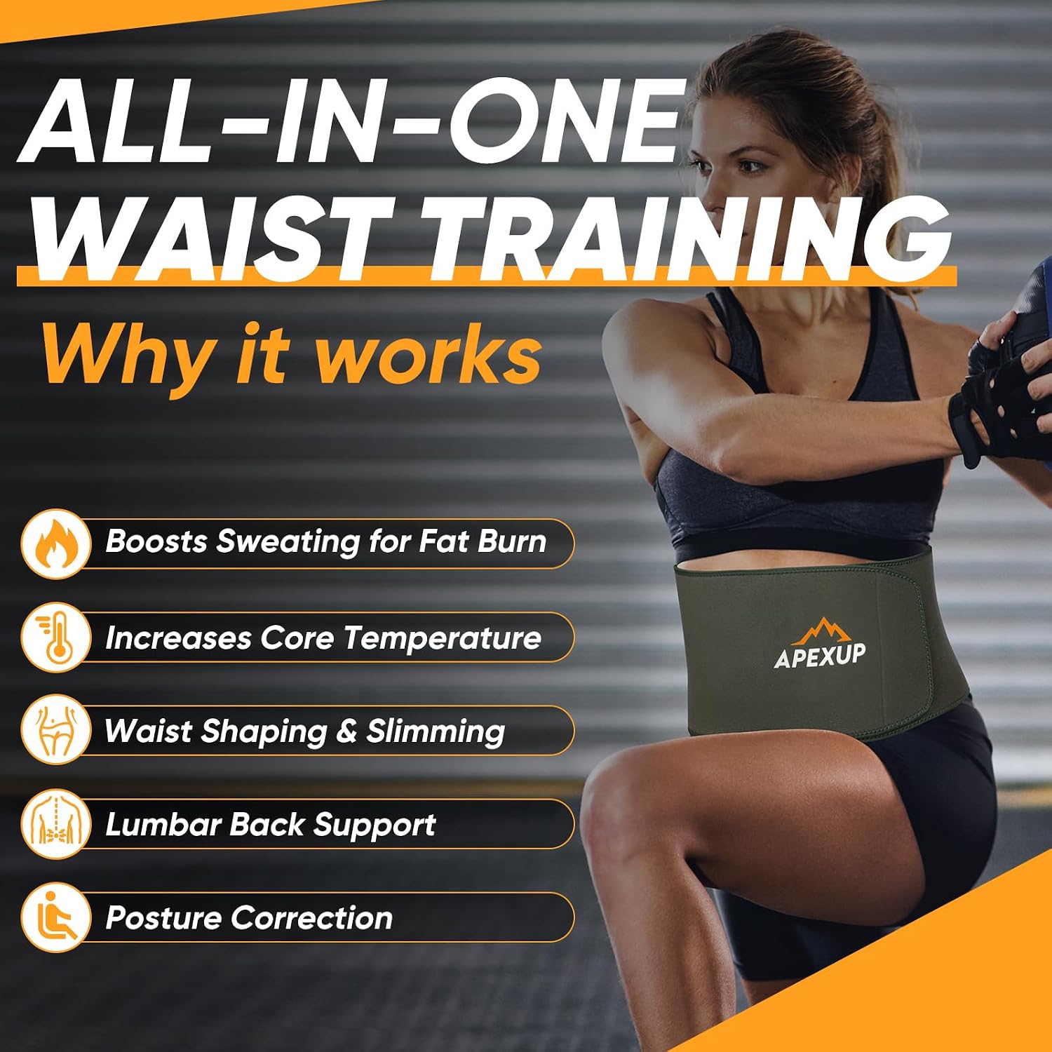 APEXUP Waist Trainer for Women Lower Belly Fat, Men Sweat Band, Stomach Wrap, Waist Trimmer with Removable Lumbar Support