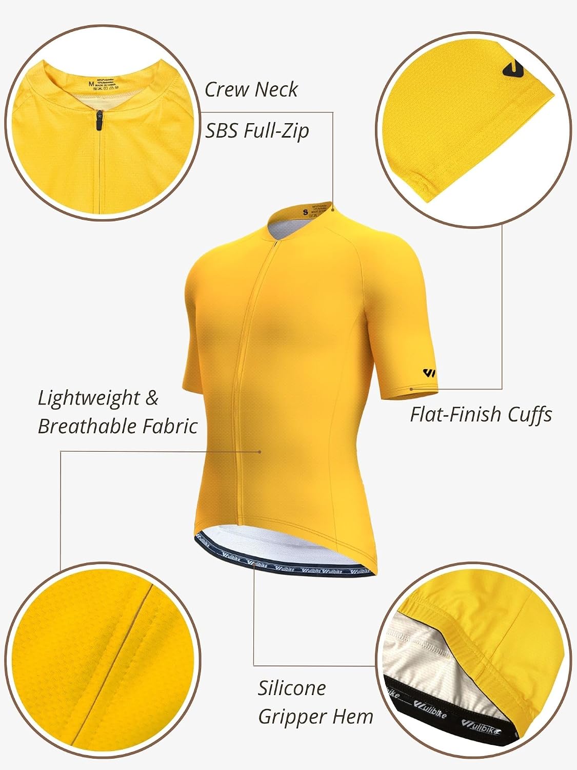 Wulibike Men's Cycling Jerseys Short Sleeve Bike Biking Shirts Full Zip with Pockets Road Bicycle Clothing