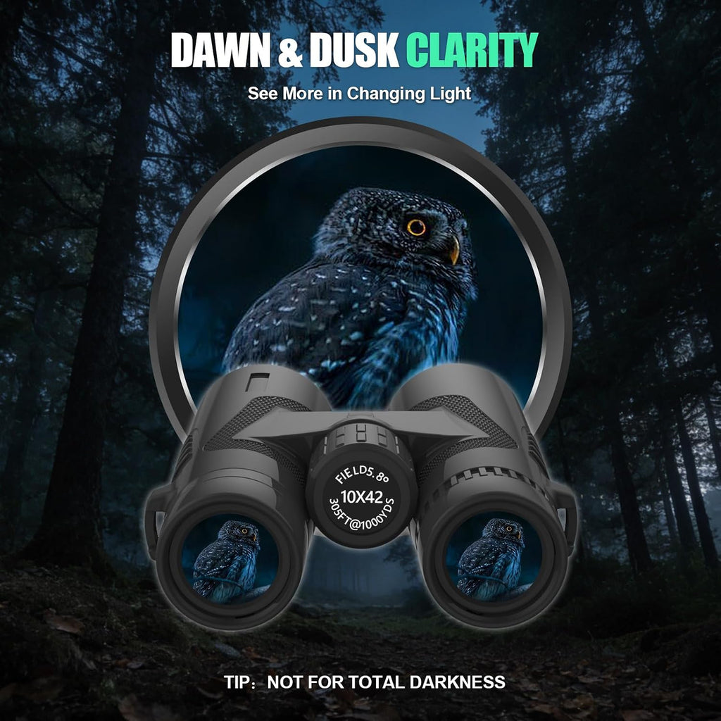 10x42 Binoculars with BAK4 Prism & FMC Coating - Waterproof Bird Watching Binoculars for Adults, Clear Daylight Vision for Hiking, Travel, Sports Events & Wildlife Observation