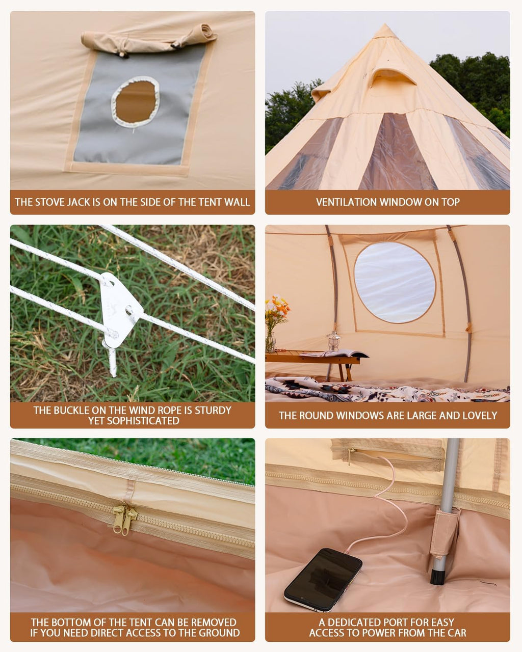 TOMOUNT Canvas Tent with Rainfly Stove Jack Glamping Yurt TPU Roof