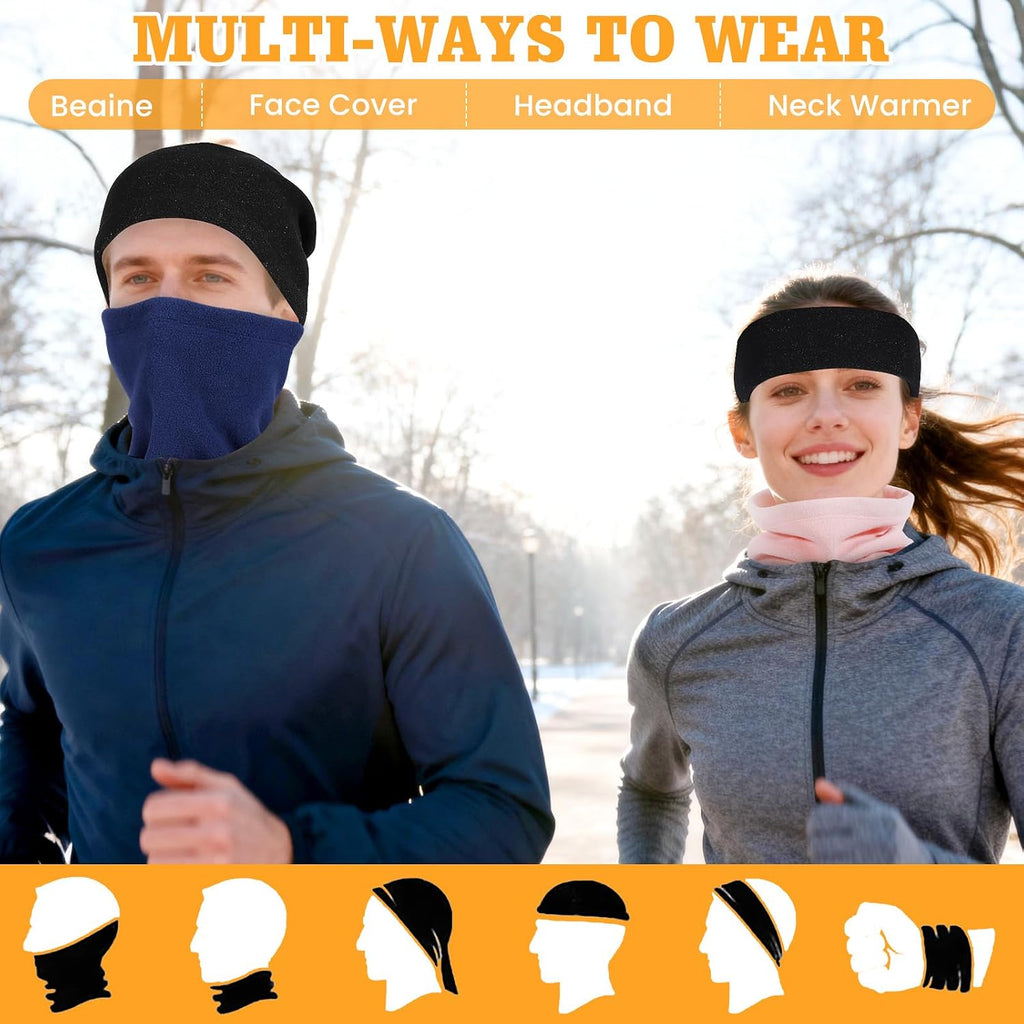 Winter Neck Warmer Gaiter: 4 Pack Windproof Fleece Face Cover
