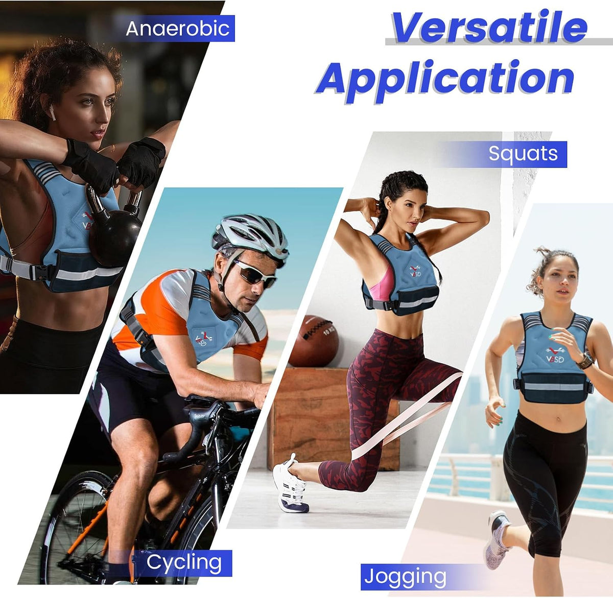 VBSD Adjustable Weighted Vest for Women Men 4-10lb/11-20lb/20-32lb Vest with 6 Ironsand Weights Body Weight Vest with Reflective Strip for Running Walking Strength Training Workouts