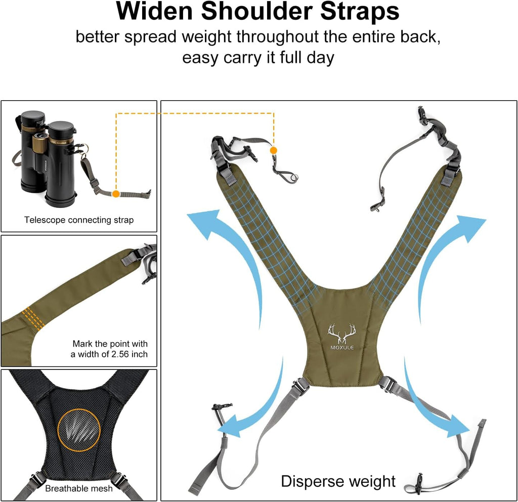 MOXULE Binocular Harness Chest Pack: Bino Case with Rangefinder Pocket XL