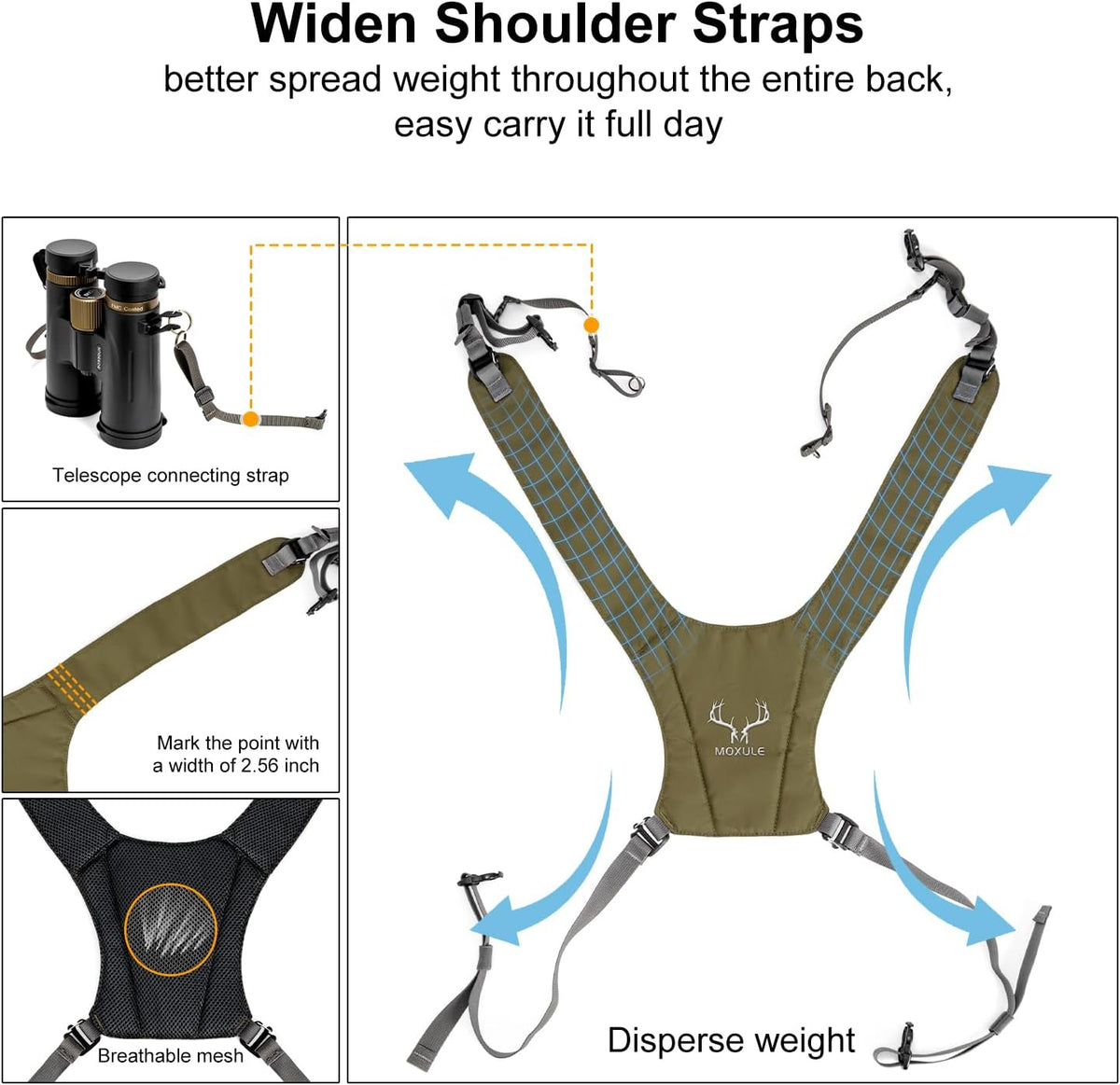 MOXULE Binocular Harness Chest Pack: Bino Case with Rangefinder Pocket XL