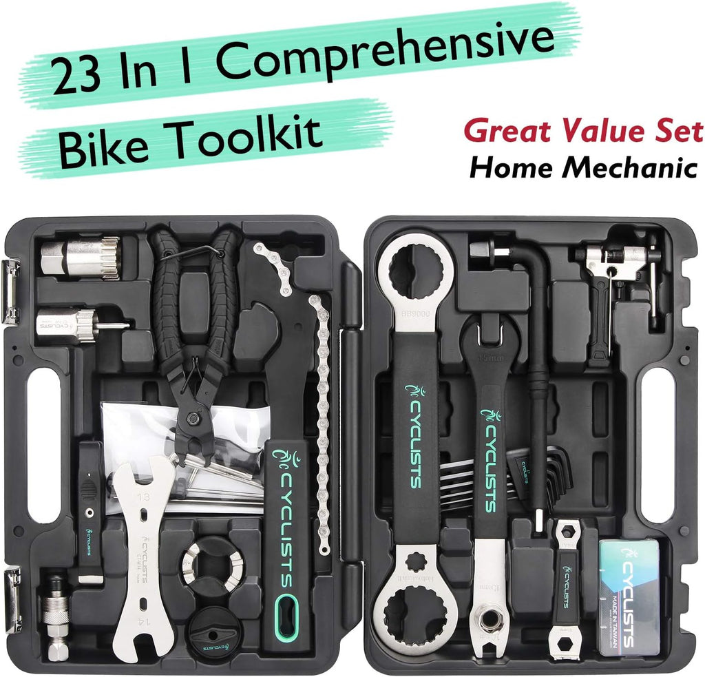 23 Piece Bike Tool Kit - Bicycle Repair Tool Box Compatible
