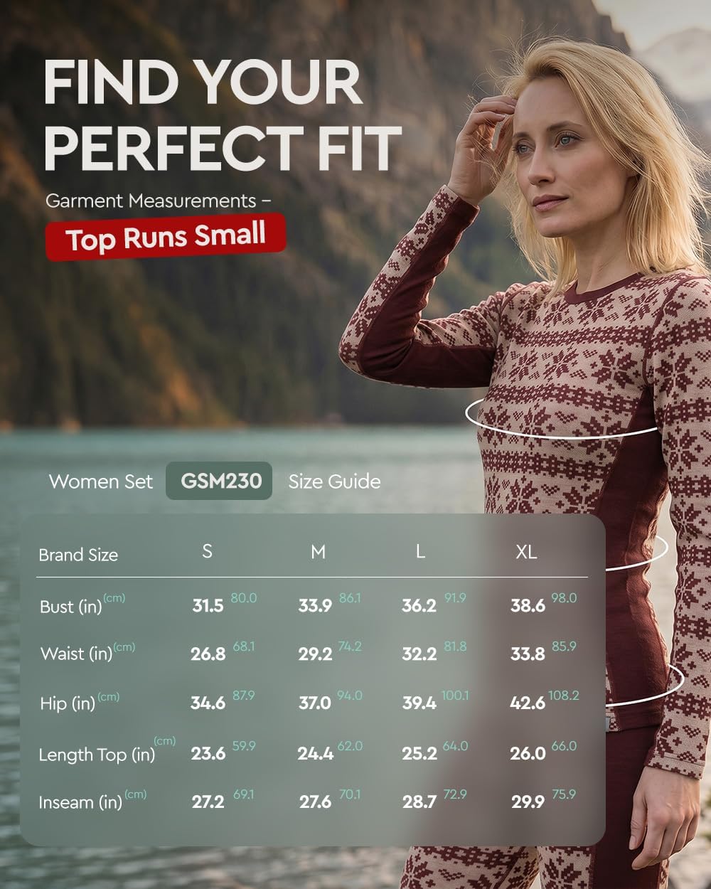 100% Merino Wool Base Layer Set Women - Thermal Underwear Long Johns PJs