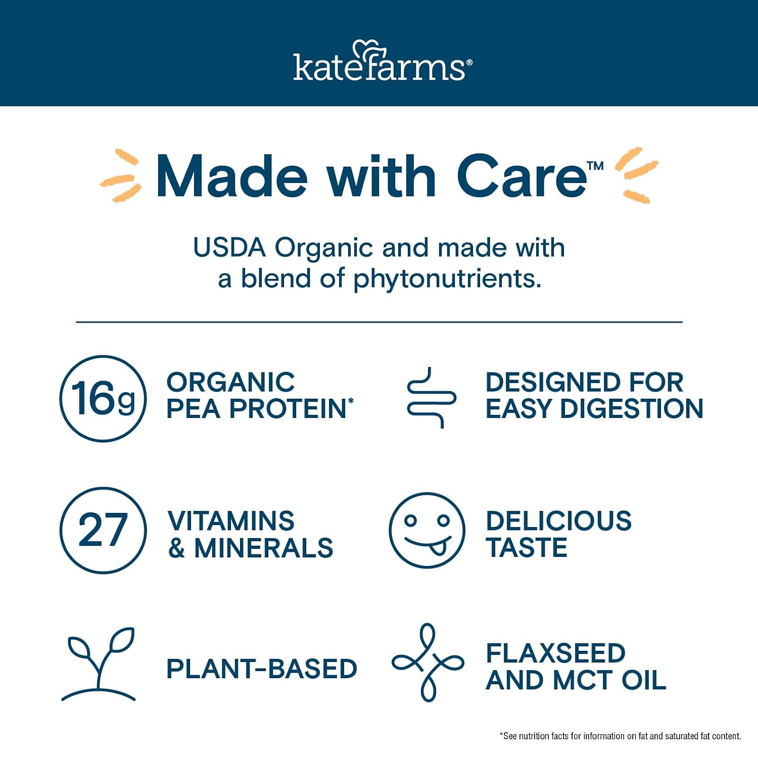 KATE FARMS Organic Nutrition Shake, Chocolate, 16g Protein, 12 Pack