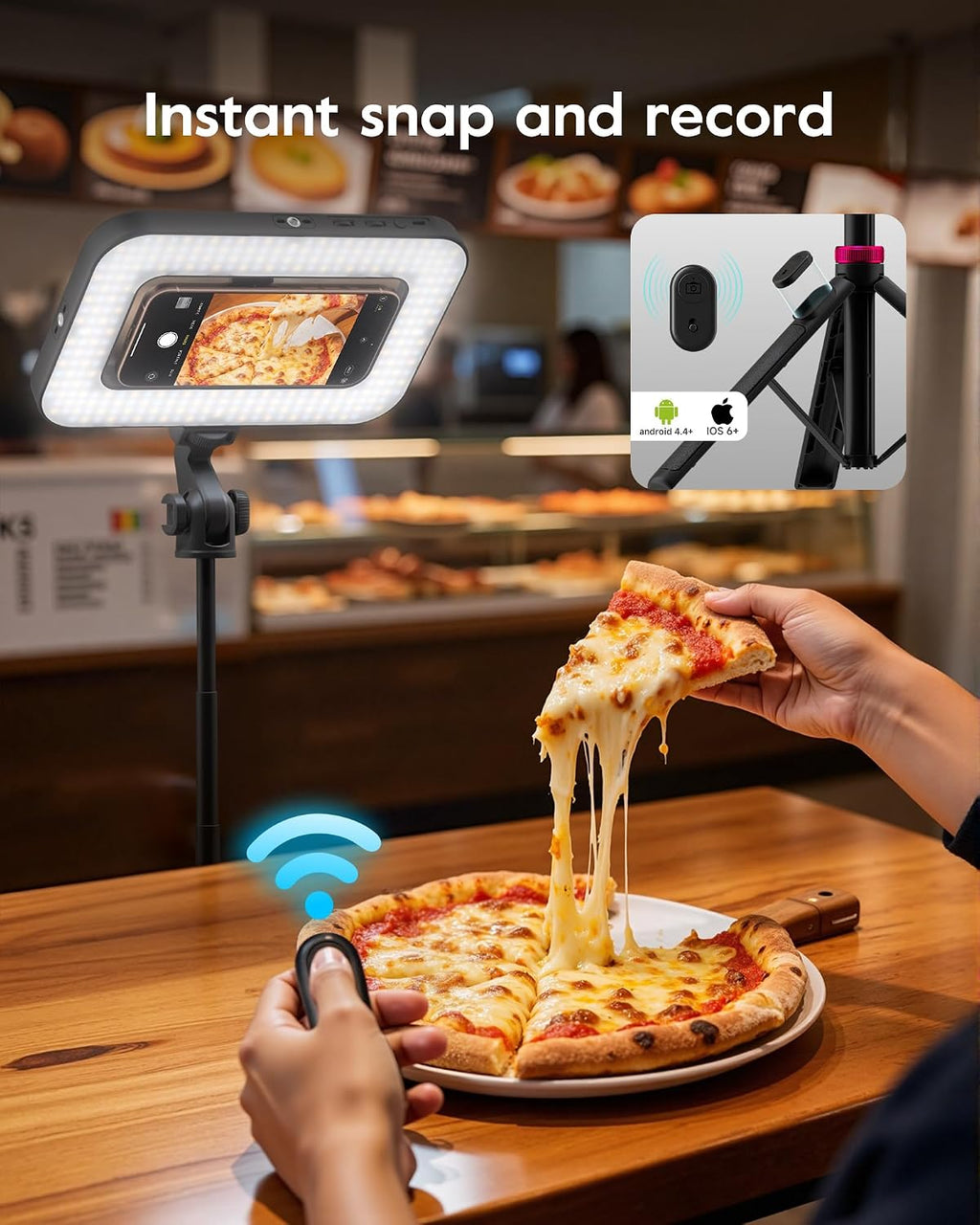 Tripod for iPhone with Light, Portable 15W Ring Light with Stand and Phone Holder for Video Recording, 6000mAh Magnetic Phone Tripod with Light 2500K-9000K for Food Hunt,Mukbang Video,Vlogging,CRI＞95