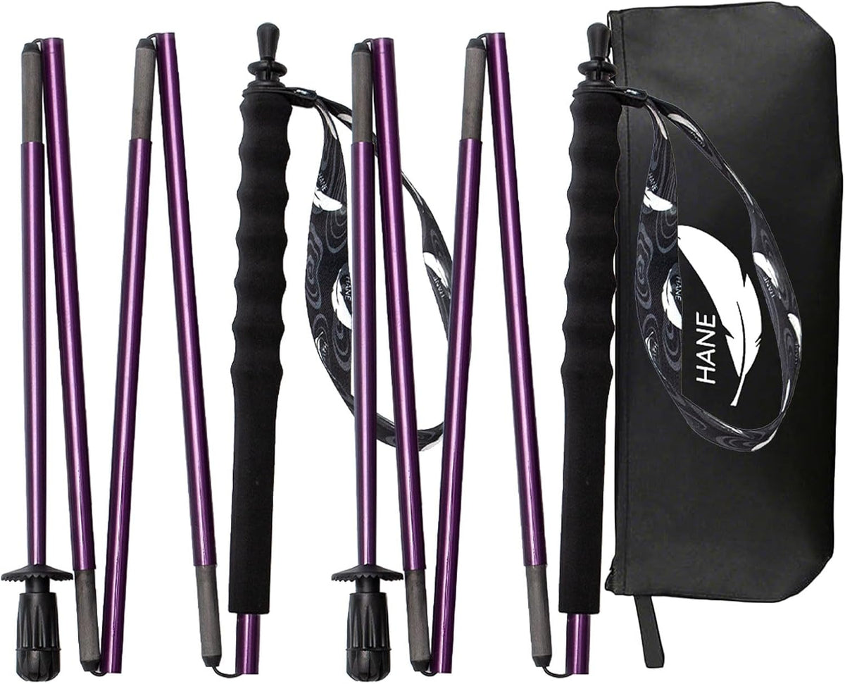 2pc High Strength 5-Section Foldable Carbon Fiber Trekking Poles - 115g/125g/130g, Compact Hiking Staff for Men & Women, Ideal for Hiking, Trekking, Mountaineering & Backpacking