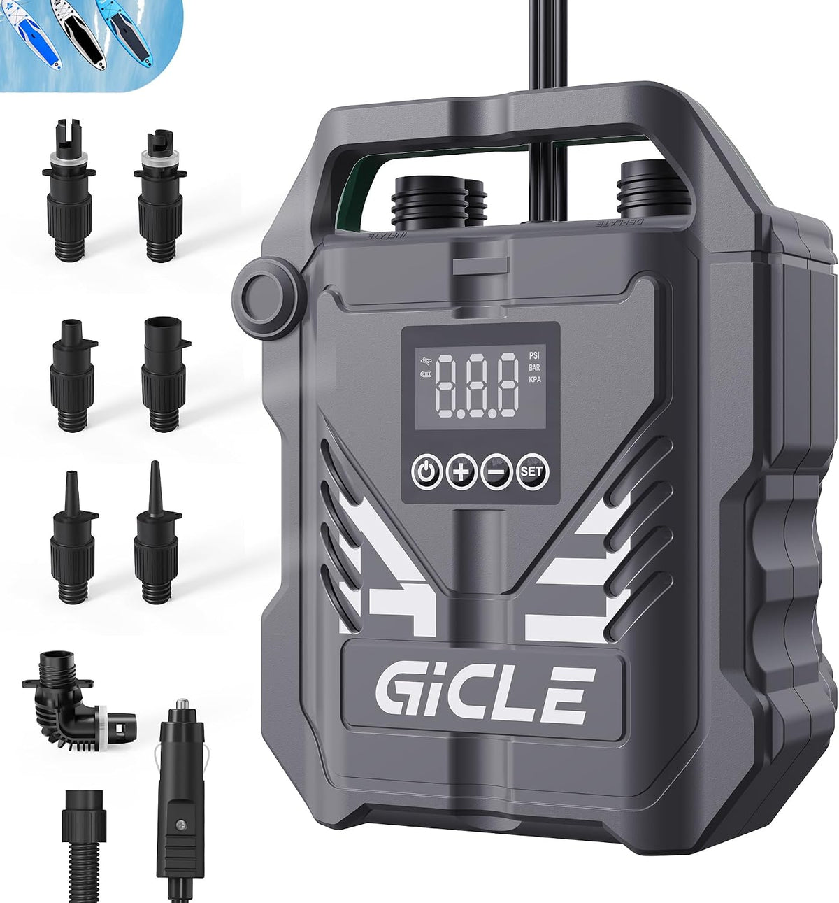 GICLE Paddle Board Pump Electric Portable, SUP Pump for Inflatebles