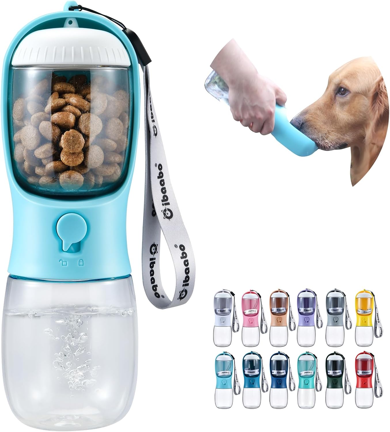Cibaabo Dog Water Bottle Portable with Food Container & Filter for Travel