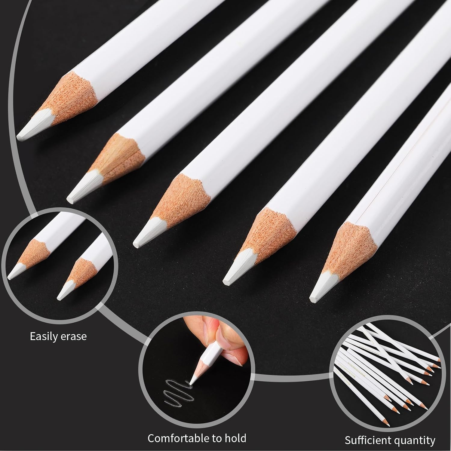 Sabary 48 Pcs White Fabric Pencils for Sewing White Colored Chalk Pencils