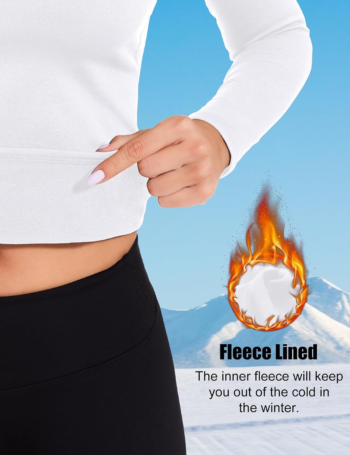 HovSiyla Womens Thermal Compression Long Sleeve Shirts Fleece Lined Tops Crew Neck Slim Fit Base Layer Ladies Underwear