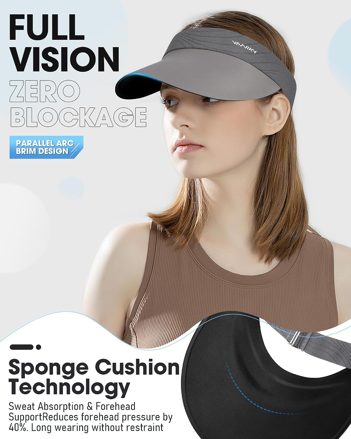 YANIKY Sun Visor Hat for Women,UPF50+ Seamless Sun Hats Men Women Lightweight Sports Cap Stretchy Ponytail Hat for Outdoor