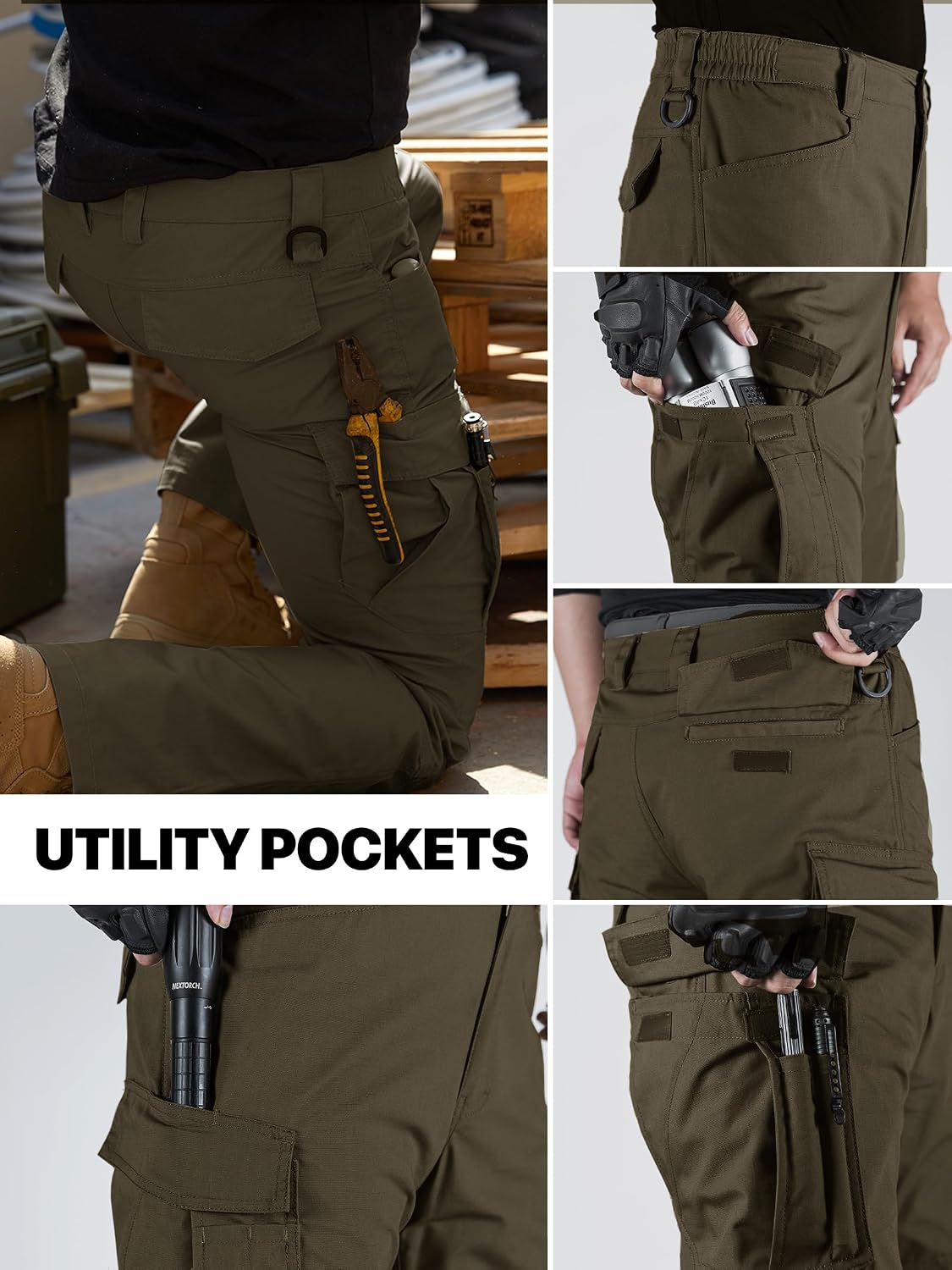FREE SOLDIER Men's Tactical Pants Ripstop Work Cargo Hiking Pants
