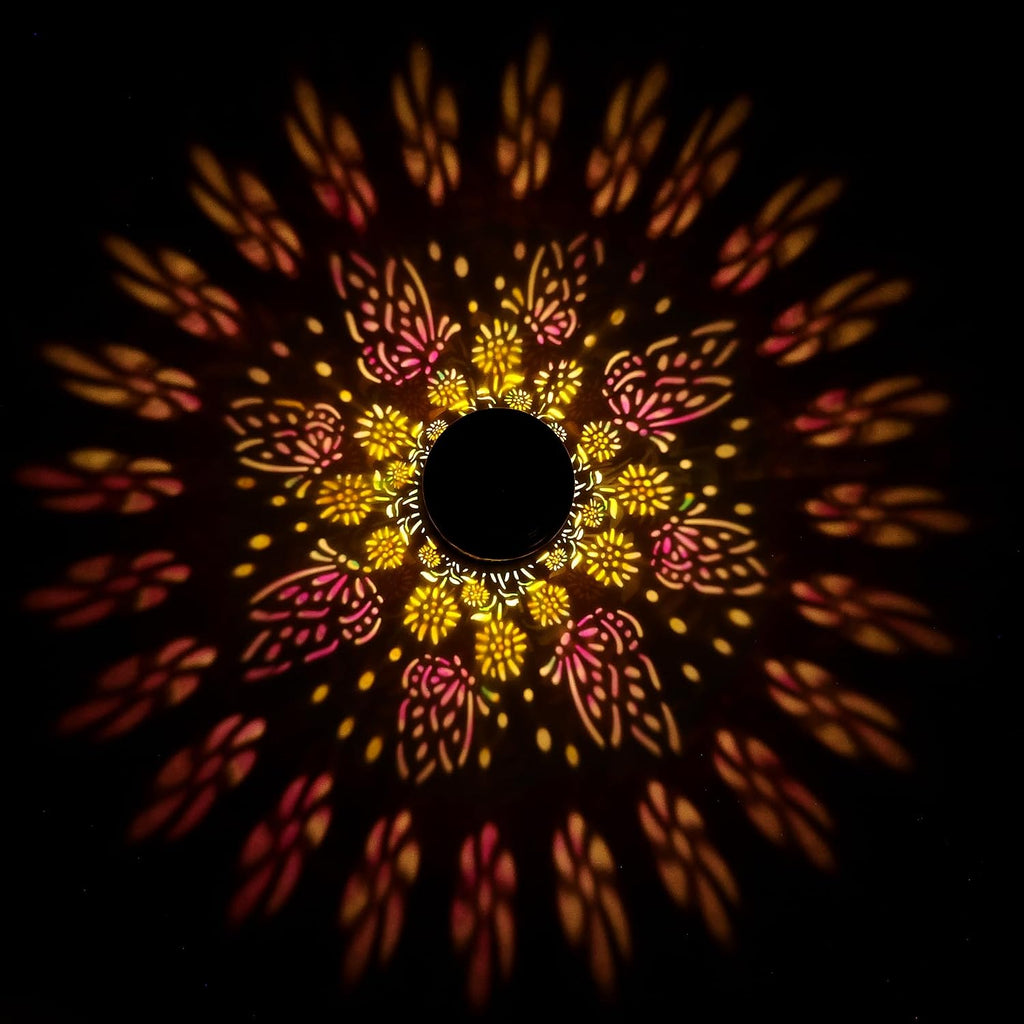 Brizled Butterfly Solar Lantern Lights with Colorful Projection, Christmas Birthday Gifts for Women Mom Grandma, Multicolor Hanging Lights Outdoor Waterproof, Solar Lantern Lights for Garden Patio