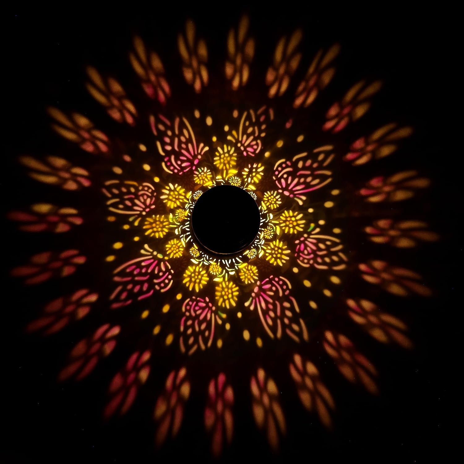 Brizled Butterfly Solar Lantern Lights with Colorful Projection, Christmas Birthday Gifts for Women Mom Grandma, Multicolor Hanging Lights Outdoor Waterproof, Solar Lantern Lights for Garden Patio