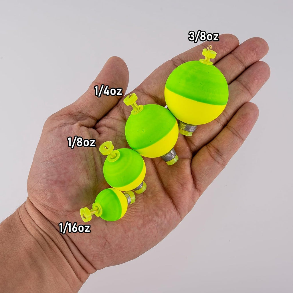 Dr.Fish 10 Pack Weighted Fishing Bobbers Snap-on Spring Floats EVA Foam Push Button Clip on Floats Fly Fishing Trout Bass Crappie Catfish