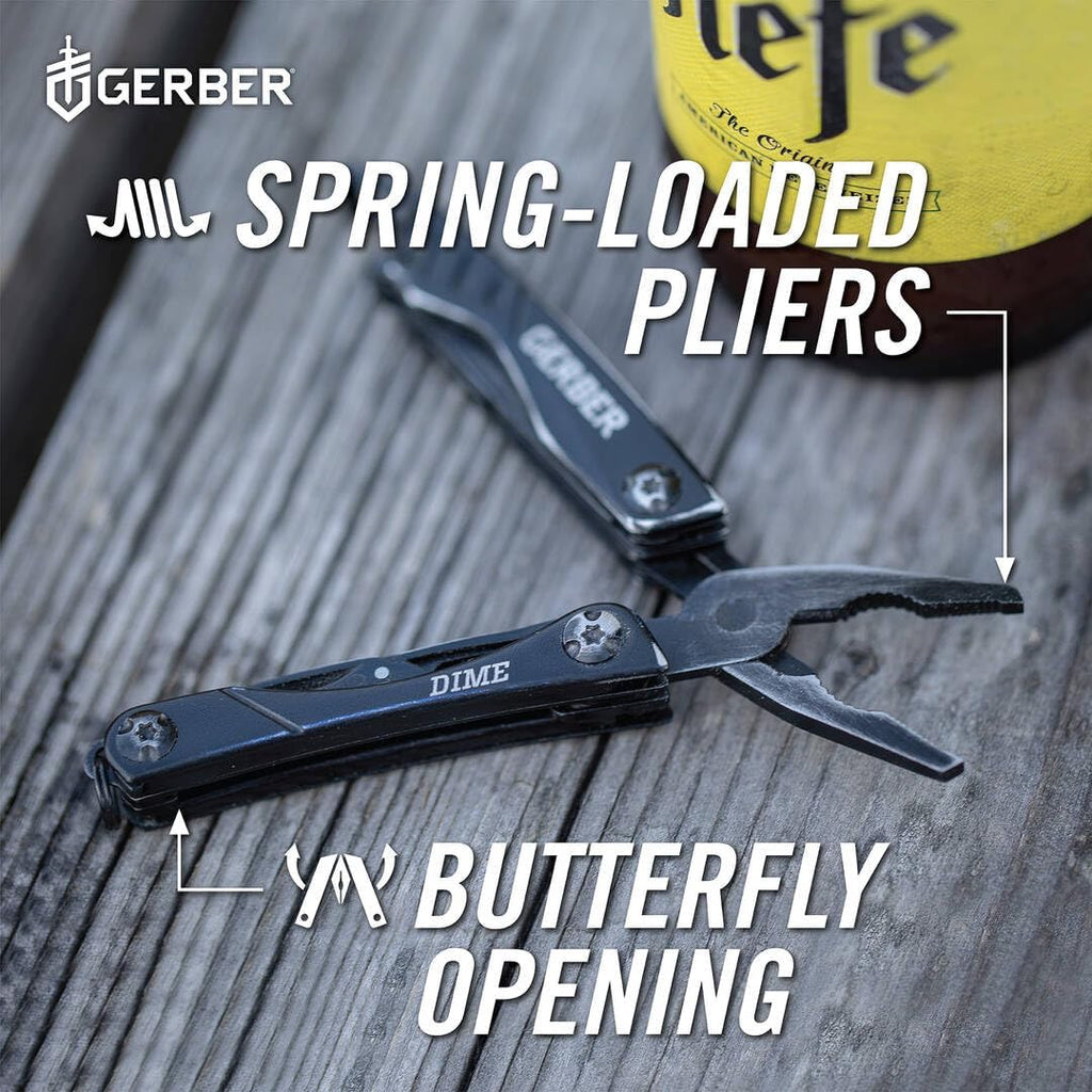 Gerber Dime 12-in-1 Mini Multitool Pliers, Pocket Knife,Bottle Opener,Black