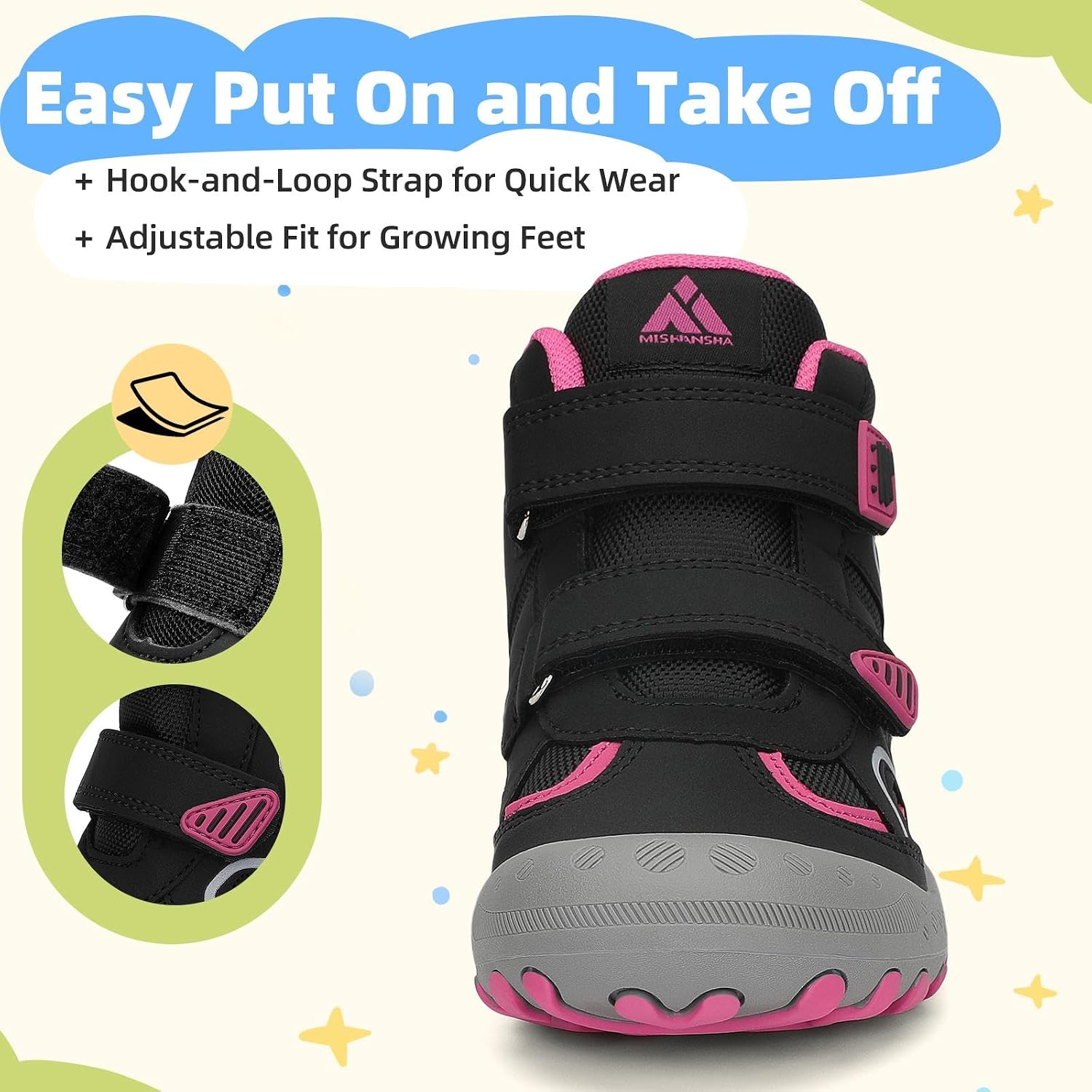 Mishansha Kids Hiking Boots for Boys Girls Water-Resistant Non-Slip