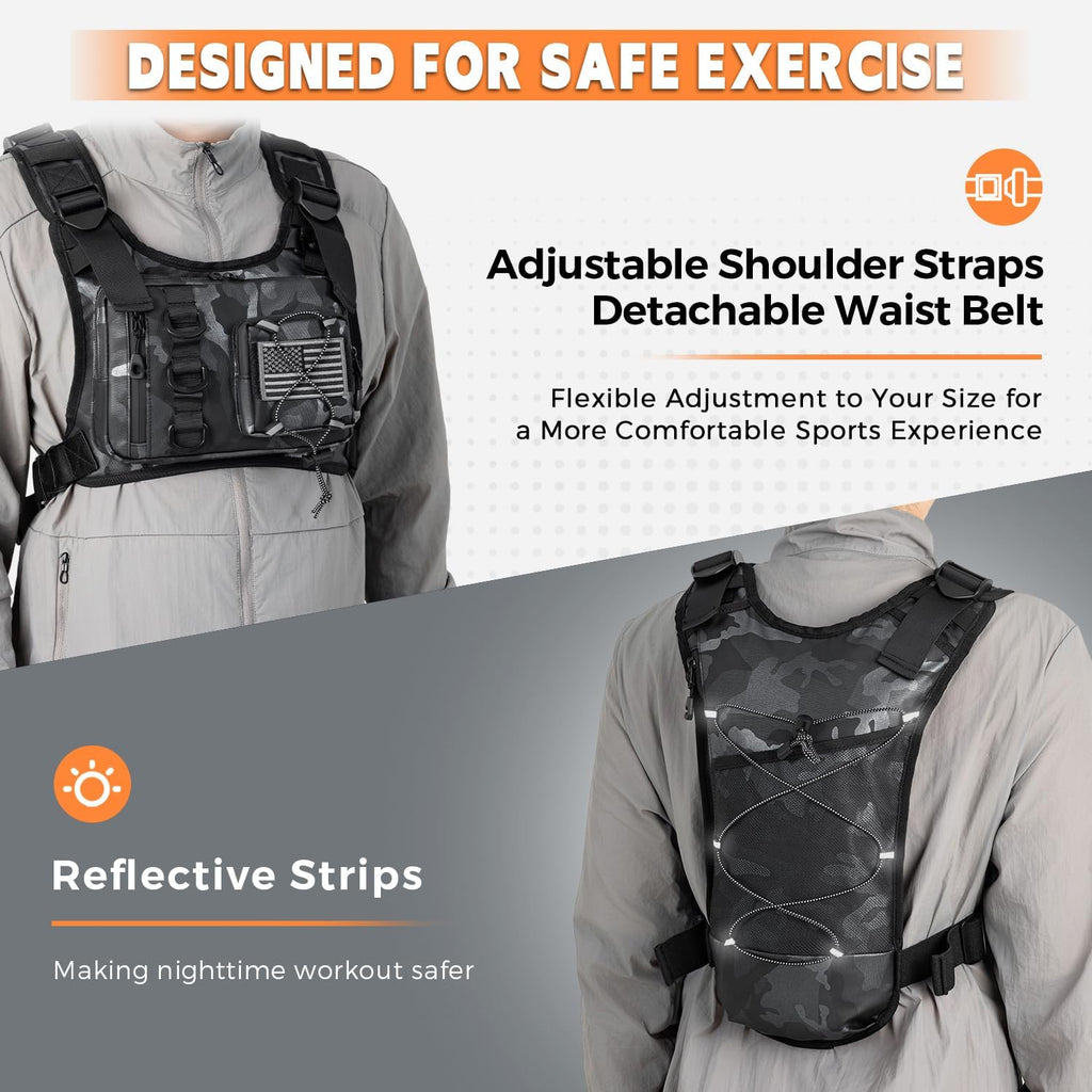 Outdoor Hydration Vest for Running & Hiking, Lightweight Breathable Water Backpack with 2.0L Bladder, Bounce-Free Chest Pack for Marathon, Cycling, Trekking for Men and Women