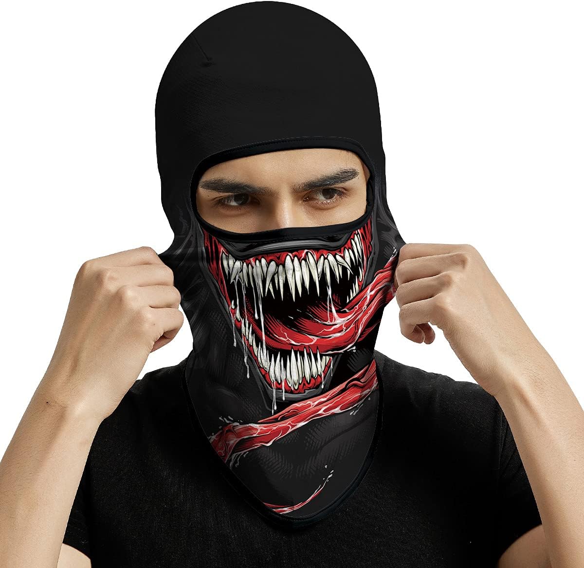Red Plume 5PCS Ghosts Skull Print Balaclava Full Face Ski Mask UV Protection for Motorcycle Riding Outdoor Sports Men & Women
