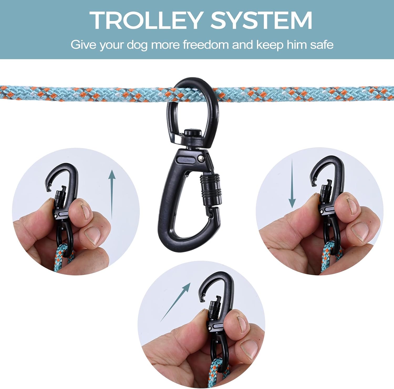 100ft Dog Tree Tie Out Cables for Outside, Camping Leash for Yard