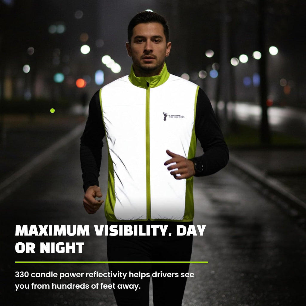ReflecToes Reflective Bike Vest for Night Visibility – Hi Vis Running & Cycling Gilet – Lightweight, Breathable Outer Layer