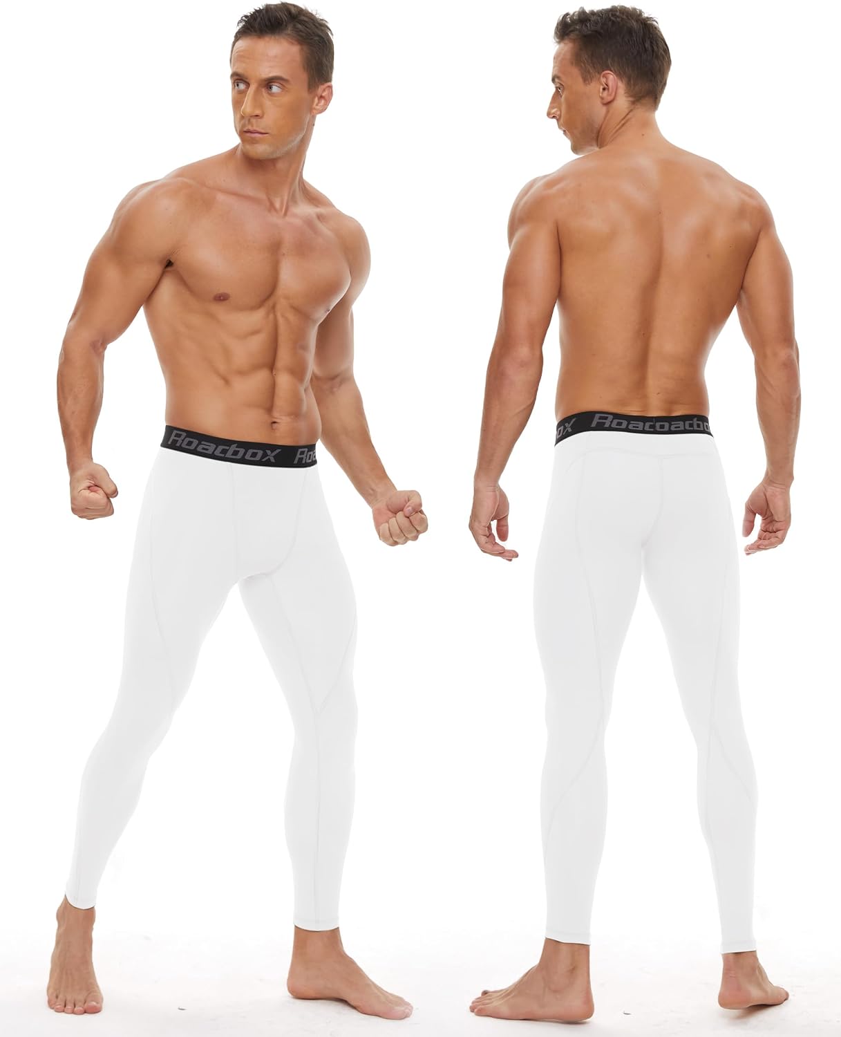 Roadbox 3 Pack Compression Pants Men, Performance Running Workout Leggings