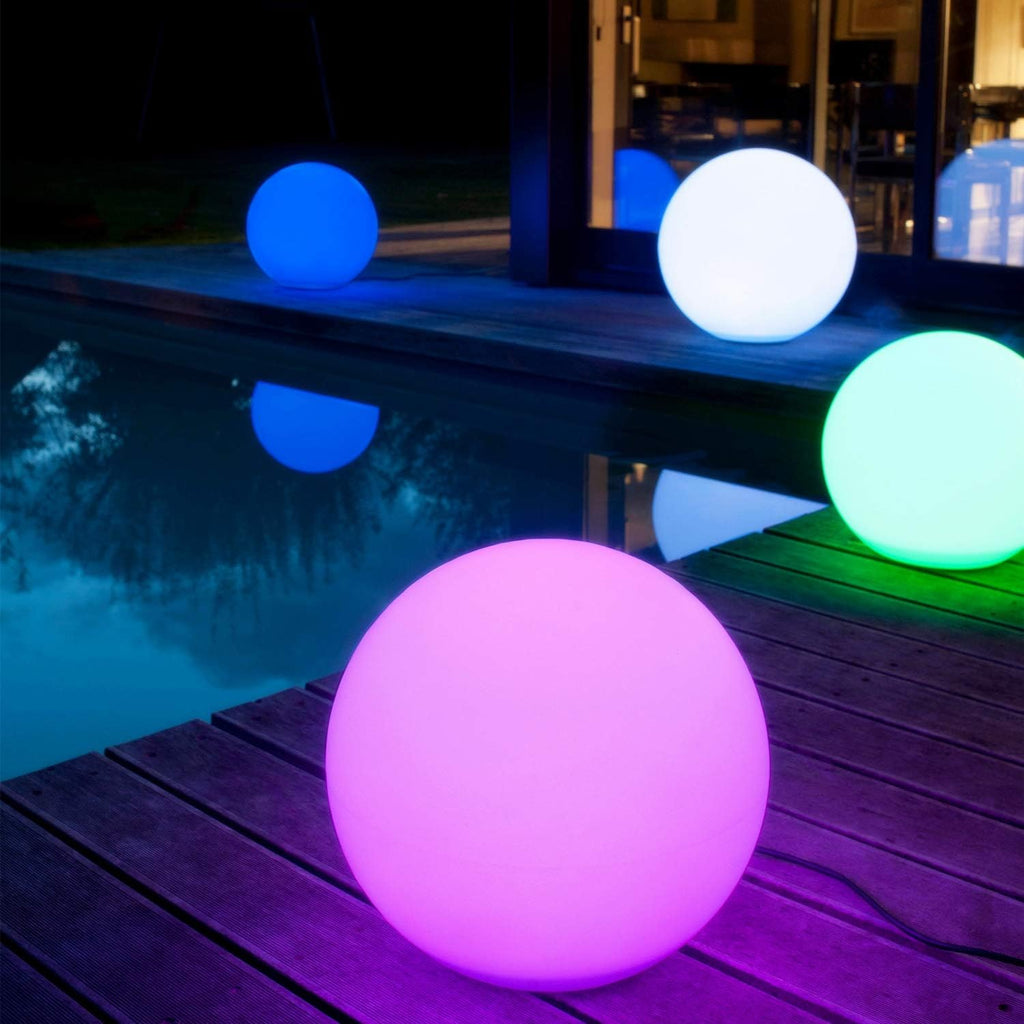 Mr.Go Rechargeable LED Ball Light 12", RGB Color-Changing Globe Orb Lamp
