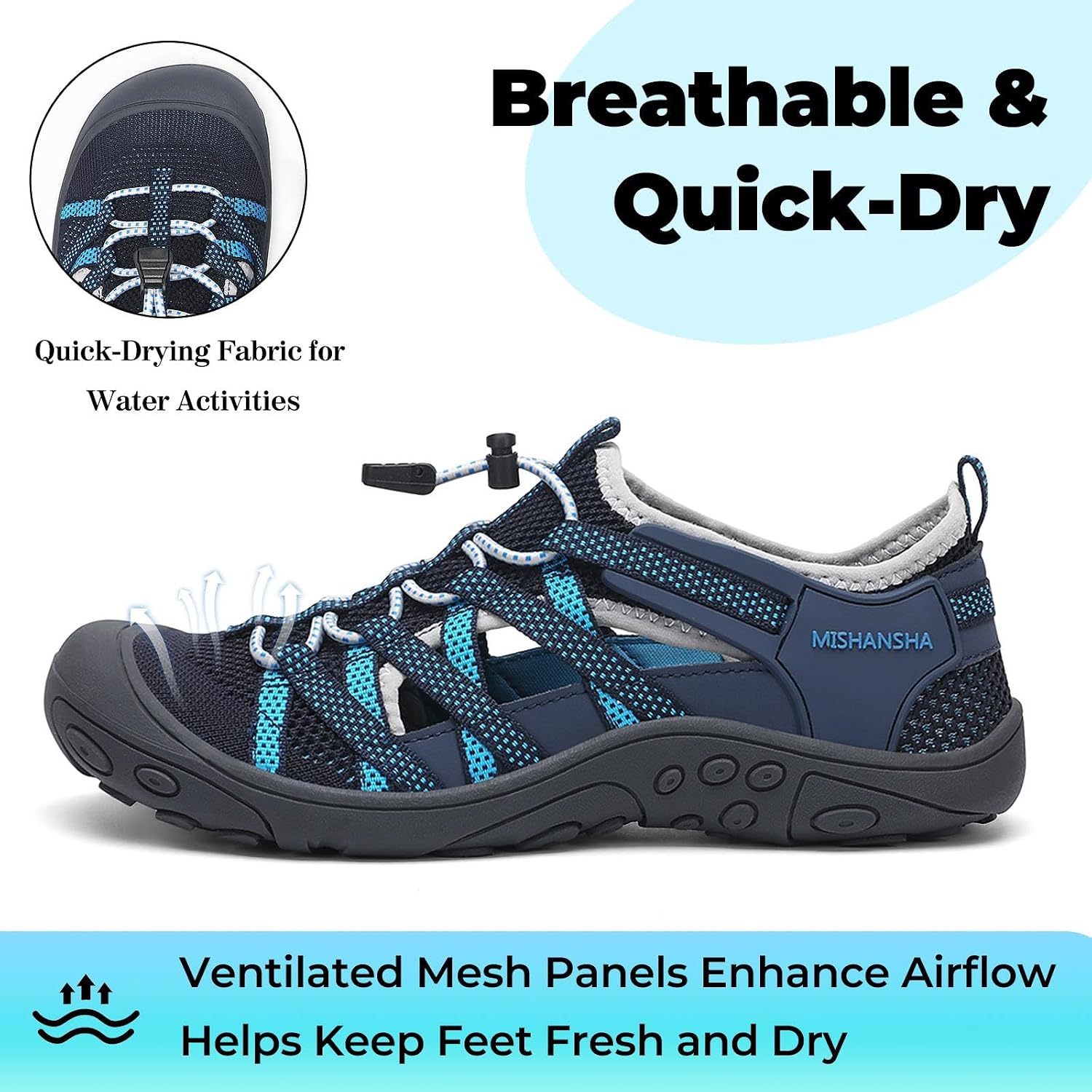 Mishansha Women’s Hiking Sandals Closed Toe, Lightweight Breathable Water Sandals, Non-Slip Outdoor Sport Sandal for Walking Trekking Beach