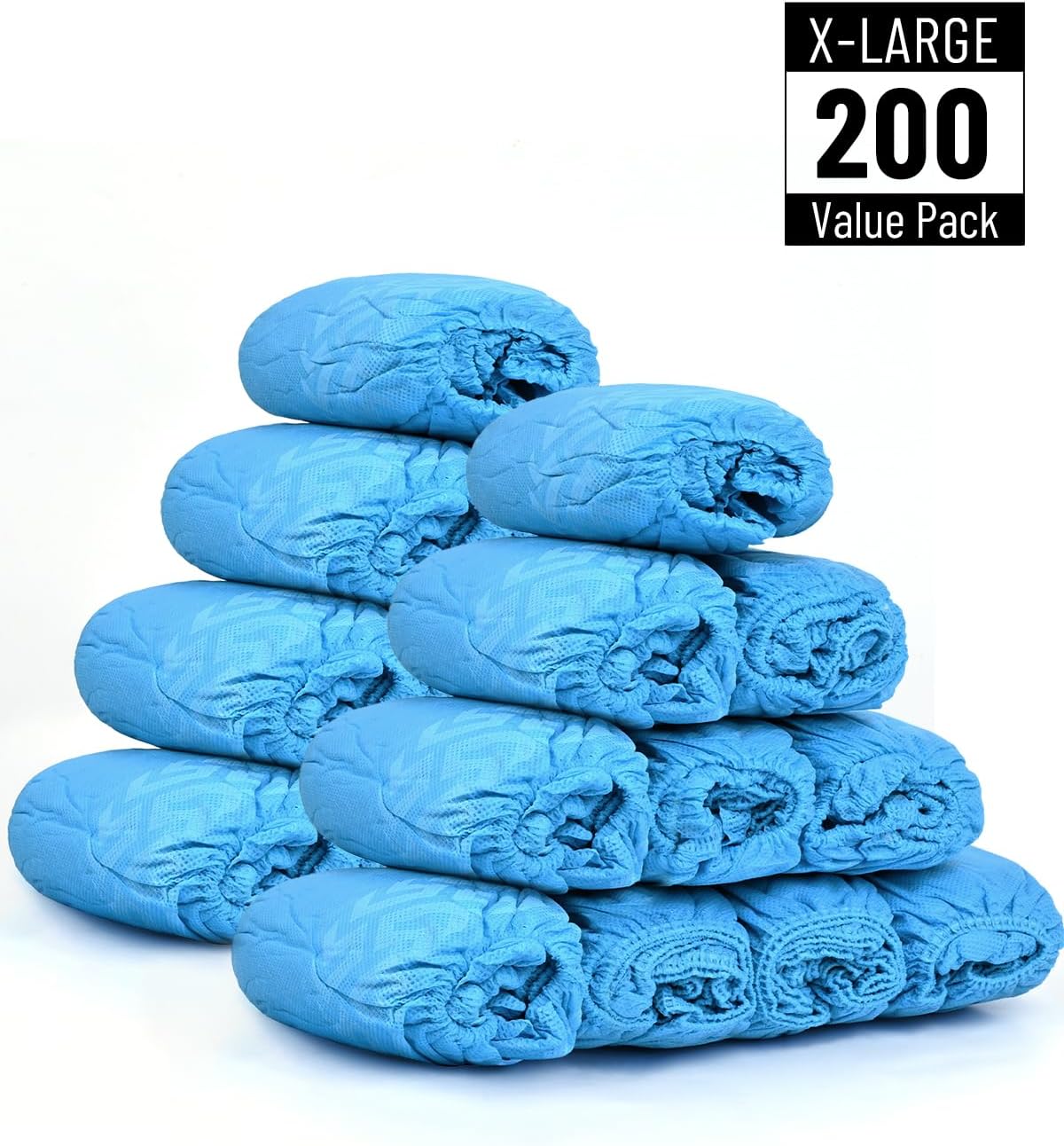 Buself X-Large 200 Count Shoe Covers Disposable Non-Slip, Premium Cloth Boot Covers, Slip-resistant, Durable, Breathable, Non-toxic, Recyclable, Stretchable Fits Up to Size 13 US Men - Blue