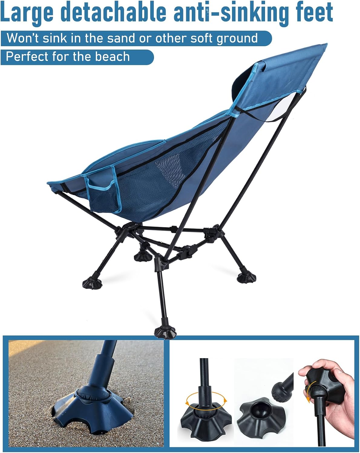 WildCall Lightweight Folding Camping Chair Anti-Sinking Chair, High Back