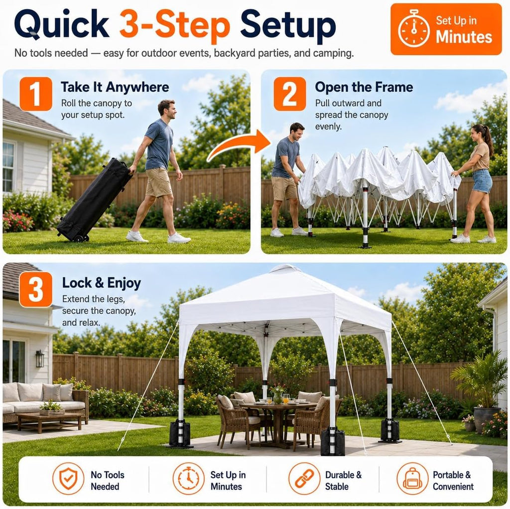 Yaheetech 10x10 Pop Up Canopy Tent for Outdoor Events, Silver Coat White
