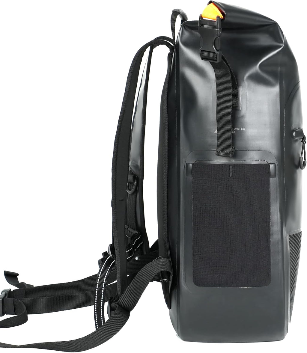 Breakwater Supply™ Meanhigh Dry Bag Waterproof Rolltop Backpack, 25L, Medium/Large, for Water Sports, Moto, Hiking, Camping, with Lightweight Fast-Drying Padding (Black)