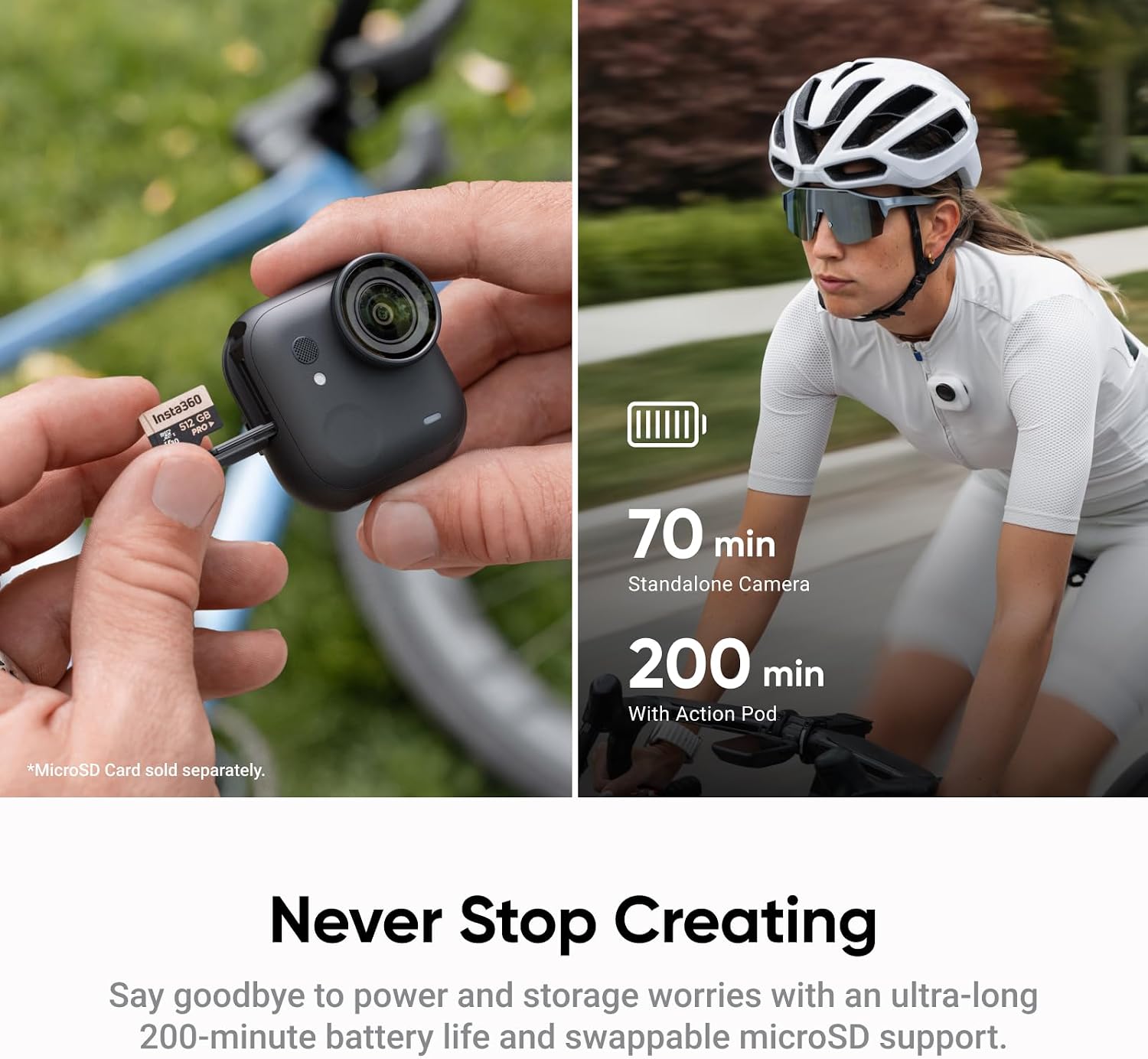 Insta360 GO Ultra Lifestyle Bundle - Small 4K Vlogging Camera, Hands-Free, POV Cam, 1/1.28" Sensor, 53g Lightweight, 156° FOV, 200 Min Battery Life, Care, Magnetic Wearable Action Camera for Sports