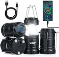 Wsky Solar Camping Lantern 4-Pack - Rechargeable LED Lights, Magnetic Base & Foldable Hanging Hook- Collapsible Lamp Battery Powered Perfect for Power Outages, Hiking, Campsites, Emergencies
