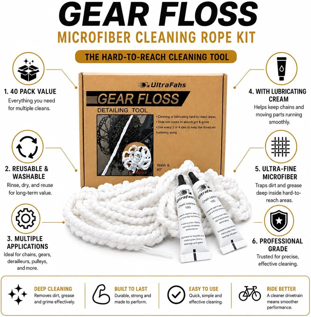 Gear Floss 40-Pack,3D Printer Cleaning Rope with Lubricating Cream