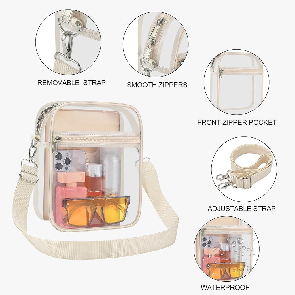 USPECLARE Clear Purse for Stadium Events Transparent Messenger Bag | Stadium Approved Clear Crossbody Bag with Adjustable Straps for Men and Women for Concerts, Game Days, Outdoor Events