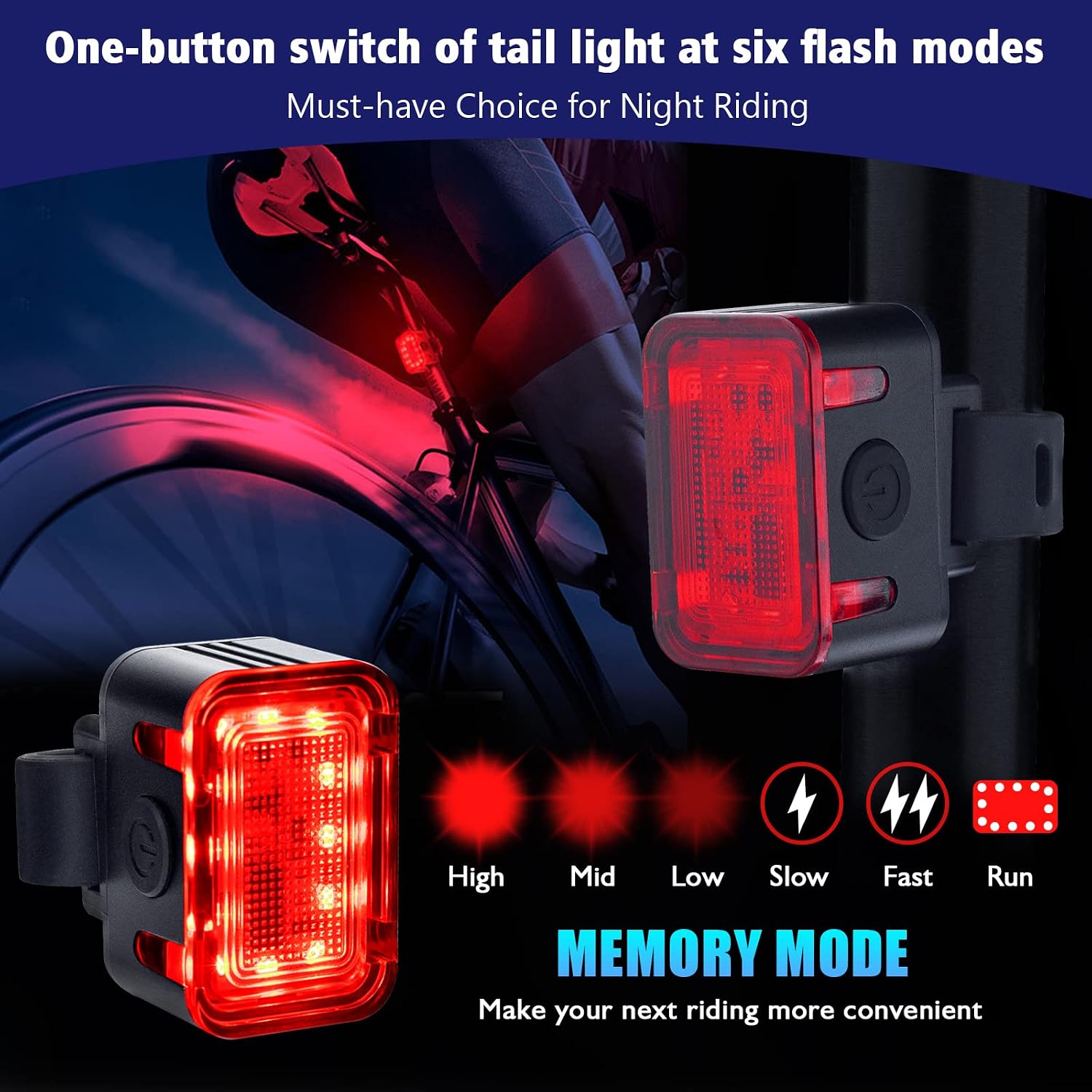 Powerful Rechargeable Bike Light Set - Smart Multi-Modes Ultra Bright Bicycle Front and Rear Lights with Spot & Flood Beams, Waterproof Headlight Taillight Set for Mountain, Road, Kids & City Bicycles