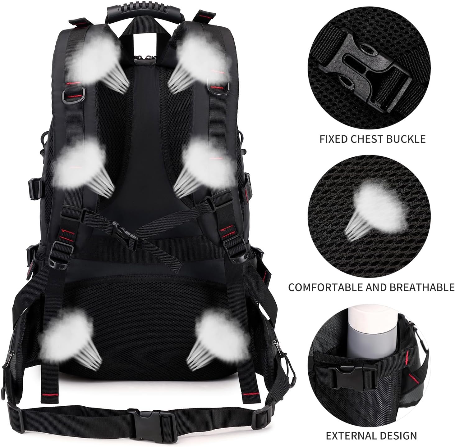Nerlion 40L Hiking Backpack Travel Backpack for Men Women Camping Waterproof Outdoor Hiking Daypack Lightweight Backpack (Dark Gray)