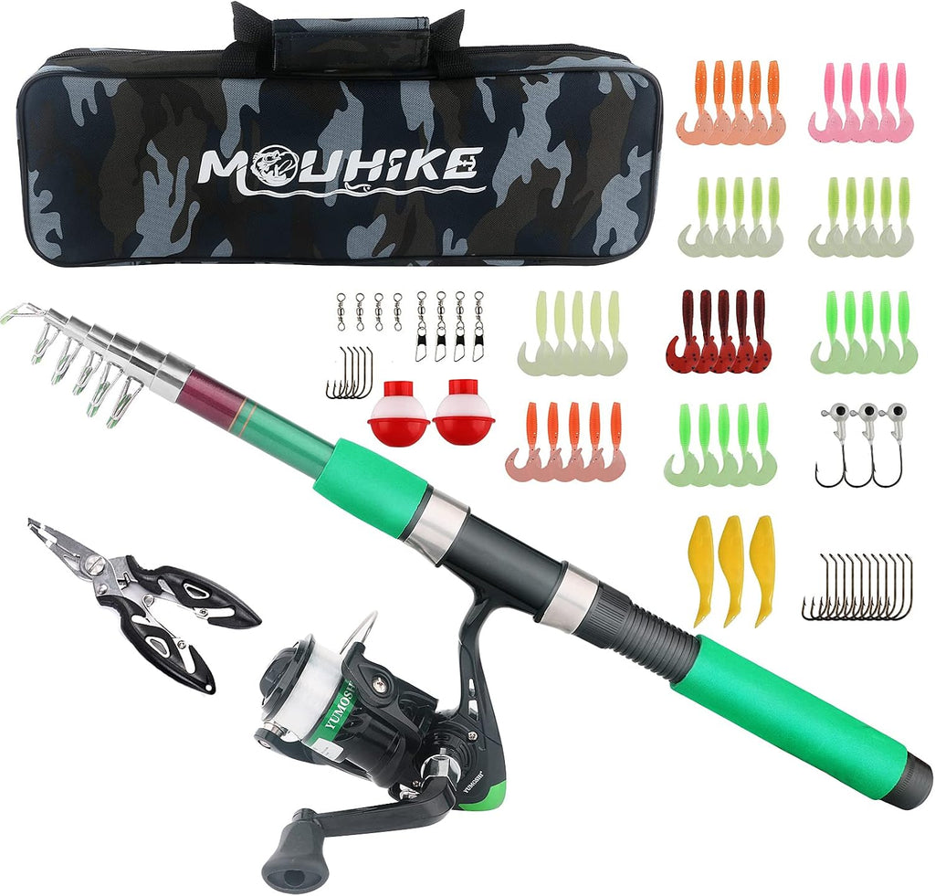 Fishing Rod Reel Full Kit Portable Travel Spinning Pole Reel Lure Carry Bag