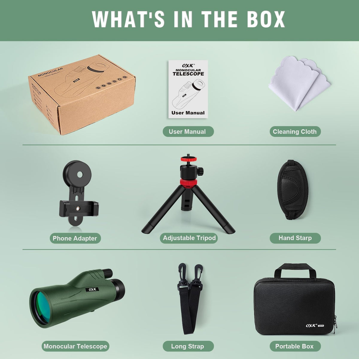 12x56 High Power Monocular Telescope with Tripod Bag, Handheld Monoculars for Adults with BAK4 Prism & FMC Lens, Suitable for Bird Watching Camping, New-Upgraded BAK4 - Hunter Green