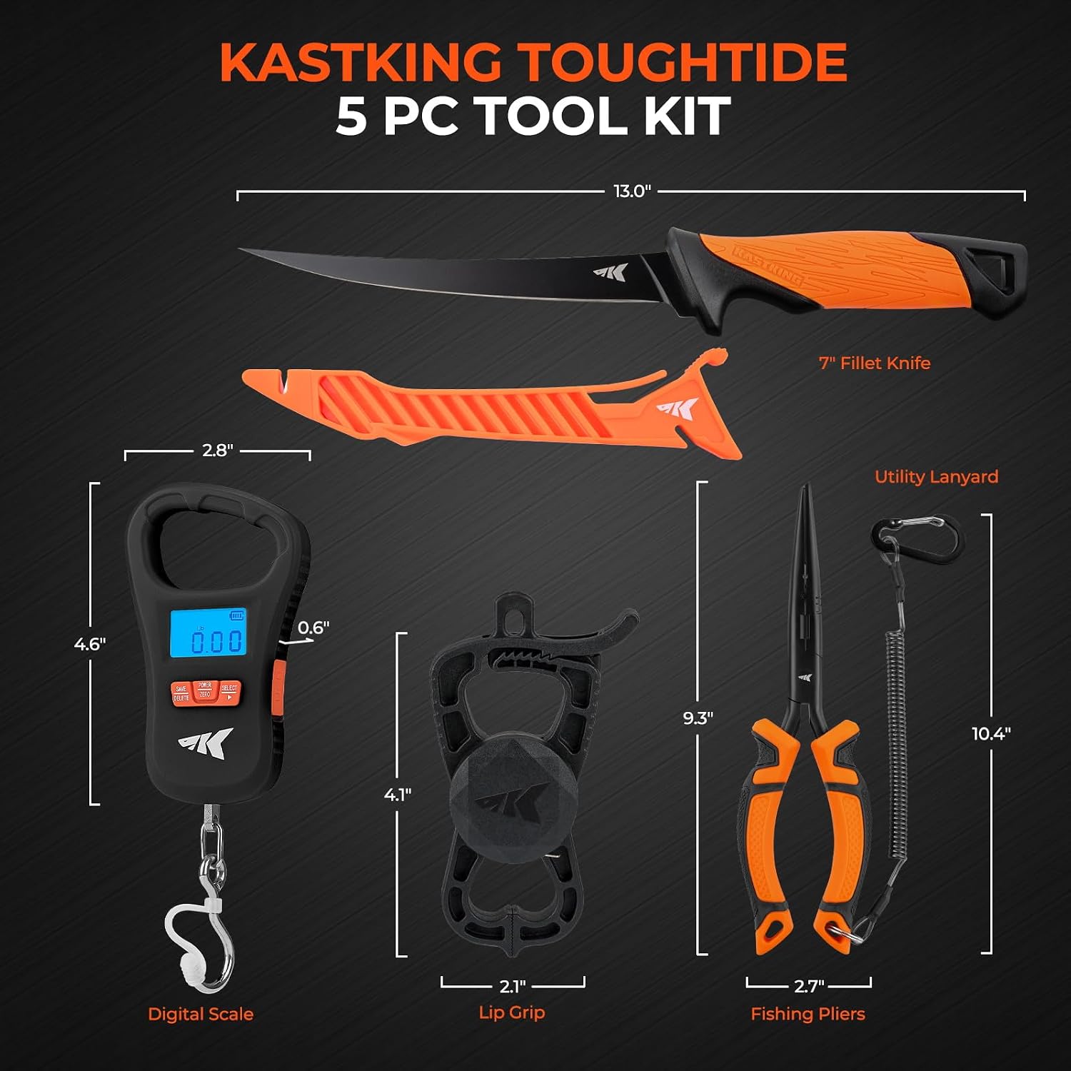KastKing ToughTide 5pc Fishing Tool Kit, Fishing Gear and Gifts for Men
