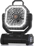 Honesorn 20000mAh Camping Fan Rechargeable with LED & Light Remote, Black