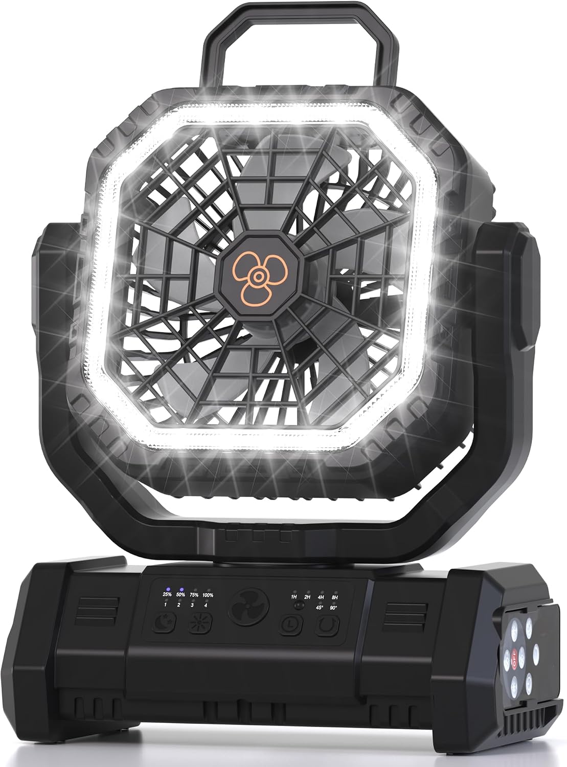 Honesorn 20000mAh Camping Fan Rechargeable with LED & Light Remote, Black