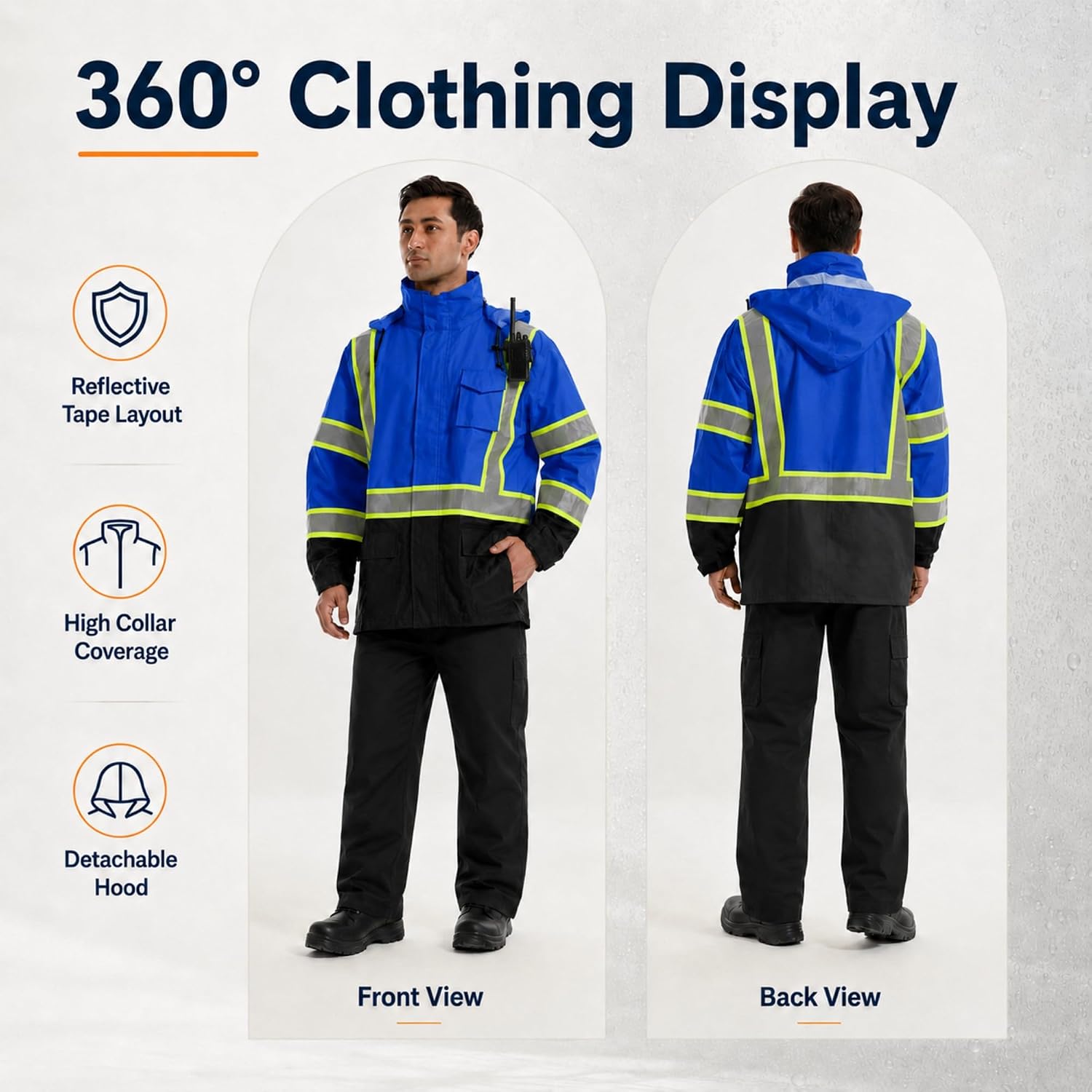 SKSAFETY Hi Vis Safety Rain Jacket for Men, Construction Work Rain Gear Heavy Duty Class 3 Rain Coat Waterproof Lightweight