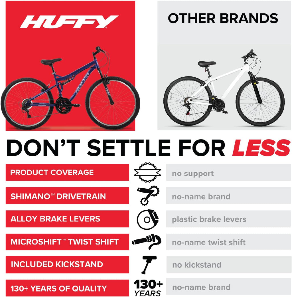 Huffy Stone Mountain Bike 20"/24"/26" for Men/Women/Girls/Boys | 6-Speed (20") or 21-Speed Options, Front or Dual Suspension Options, Multiple Colors, All-Terrain Tires, Shimano Equipped