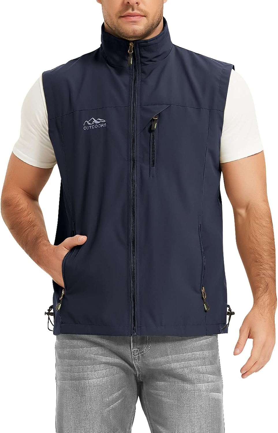Flygo Mens Summer Lightweight Outdoor Vest Casual Utility Travel Work Fishing Hiking Photo Vest with Pockets